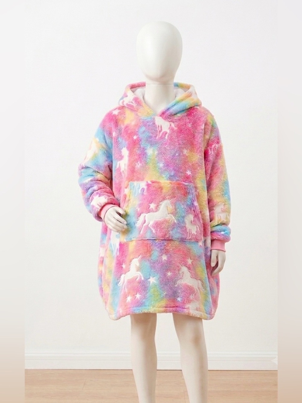 Girls Unicorn Blanket Hoodie Pajamas